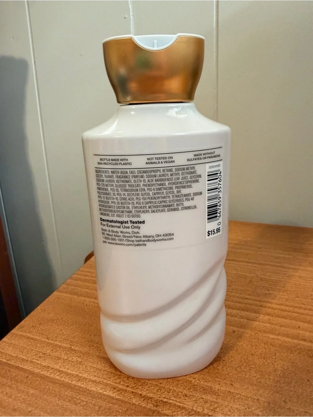 Bath and Body Works always and Forever White Lotion Bottle with Gold Cap